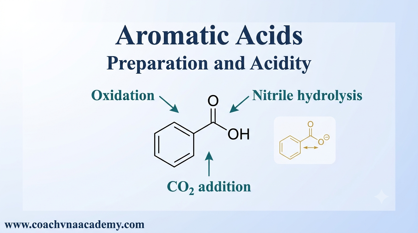 Benzoic acid structure illustrating aromatic-acid preparation and acidity.
