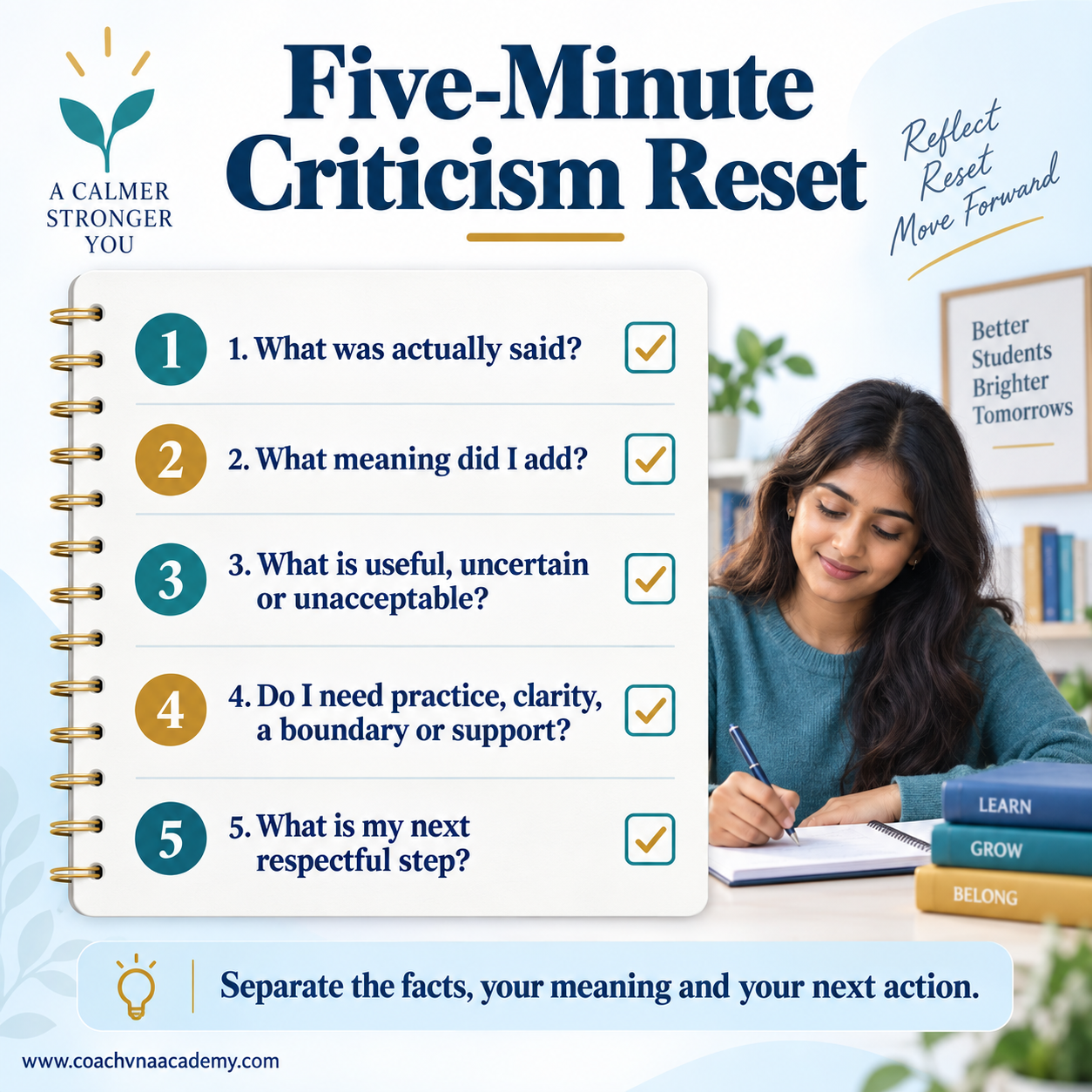 Five-minute criticism reset exercise for students.