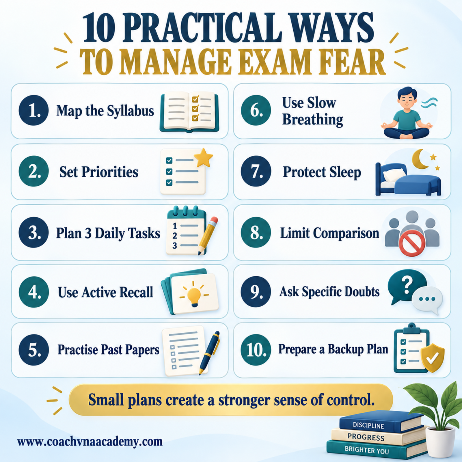Ten practical strategies for exam fear management among college students
