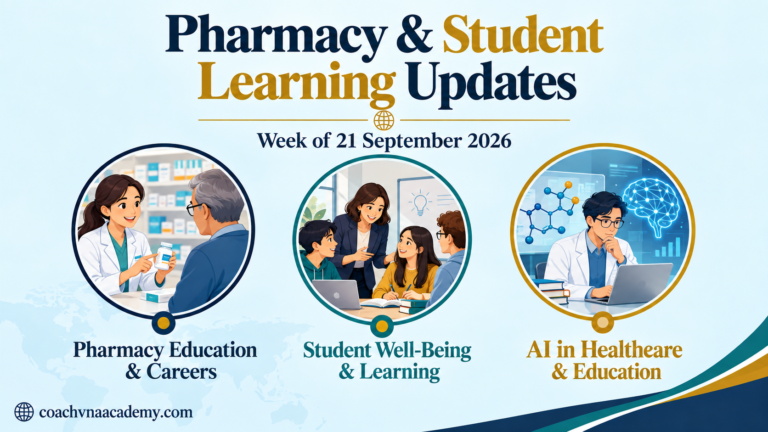 Weekly pharmacy and student learning updates covering pharmacy careers, student well-being, and AI in healthcare and education.