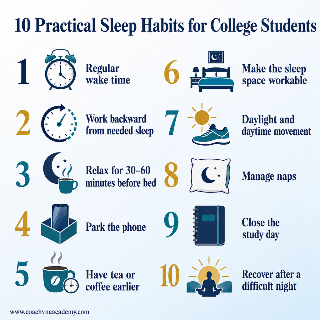 Ten practical sleep habits for college students