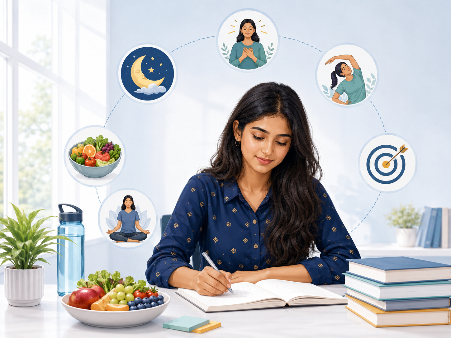 Student following healthy wellness habits for better learning