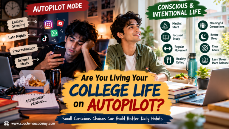 College student building conscious and intentional habits for study, health and wellness